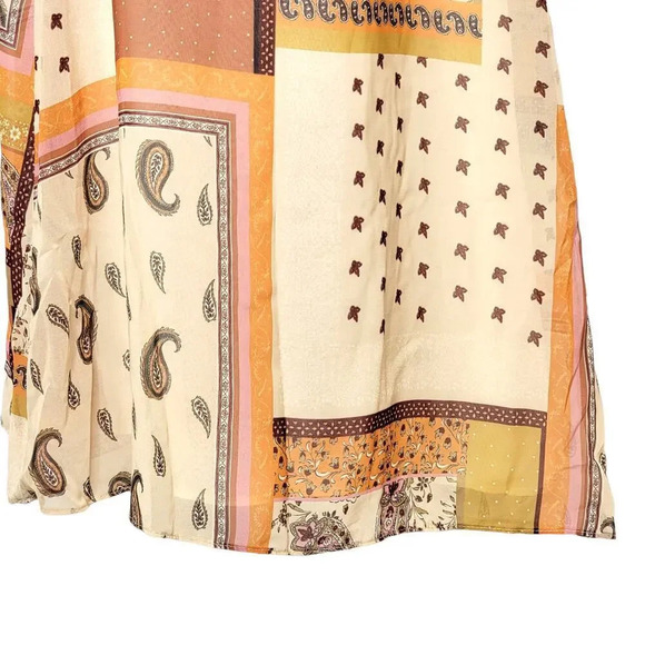 ZARA Womens Regular Patchwork Paisley Ruffle Maxi Dress Boho Orange Size XXS New - Picture 5 of 16